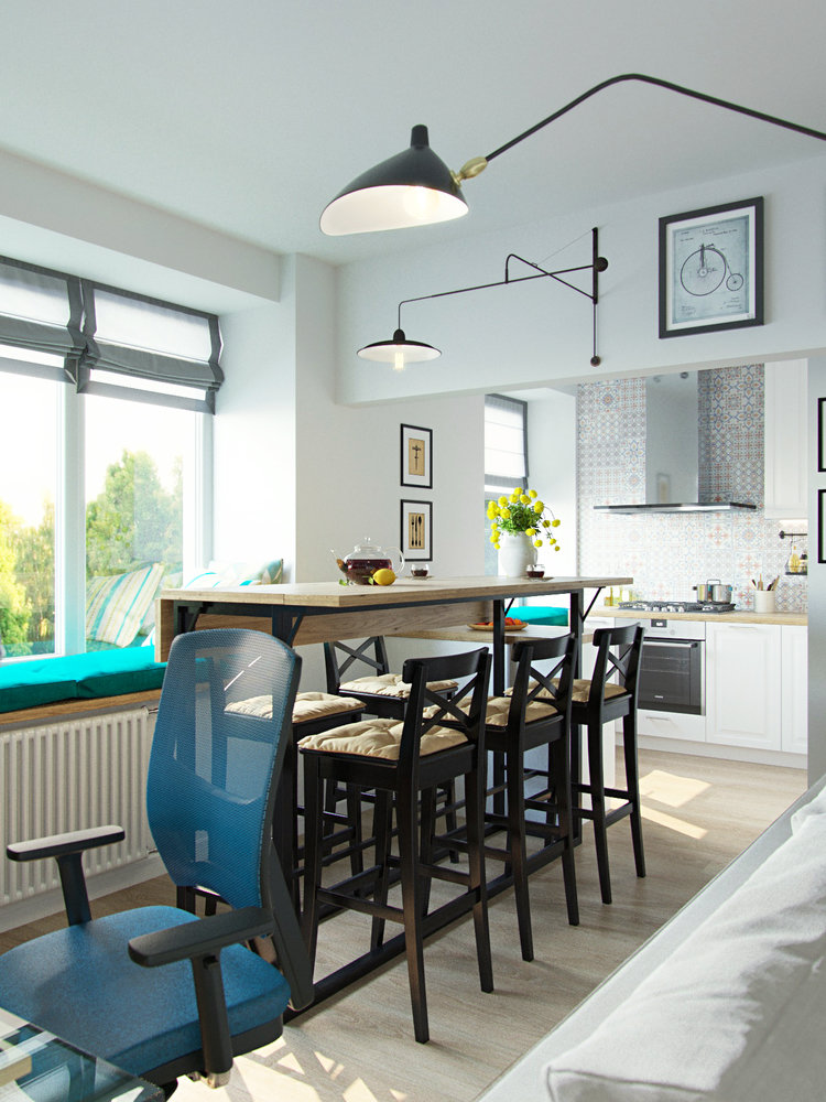 Фотография: Кухня и столовая в стиле Скандинавский, Квартира, Проект недели, Москва, Никита Зуб, Блочный дом, 3 комнаты, Дизайн-студия «Цуккини», 60-90 метров – фото на INMYROOM