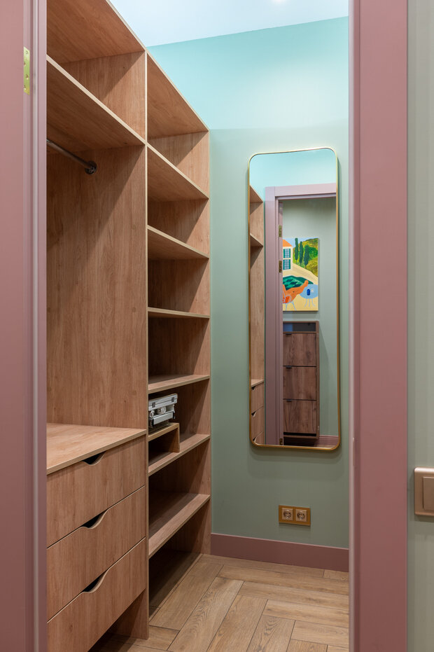 Фотография: Гардеробная в стиле Современный, Малогабаритная квартира, Квартира, Проект дня, Москва, 2 комнаты, 40-60 метров – фото на INMYROOM