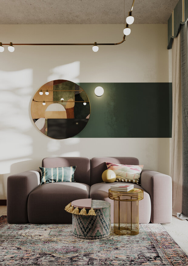 Фотография: Гостиная в стиле Современный, Эклектика, Малогабаритная квартира, Квартира, Проект дня, Москва, Монолитный дом, 2 комнаты, до 40 метров, terracotta.buro, Илона Рафикова – фото на INMYROOM