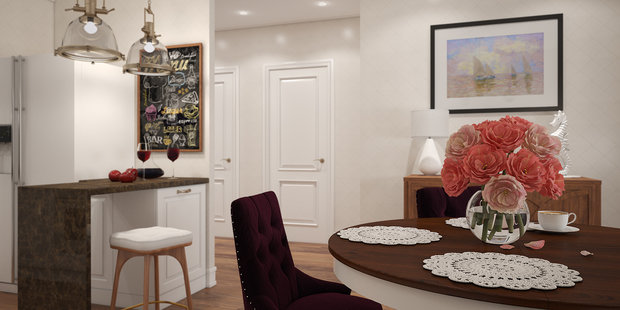 Фотография: Кухня и столовая в стиле Прованс и Кантри, Лофт, Современный, Квартира, Проект недели, Москва, Студия 3.14, Тимур Абдрахманов, Ирина Леготкина, новостройка, Монолитный дом, 3 комнаты, 60-90 метров – фото на INMYROOM