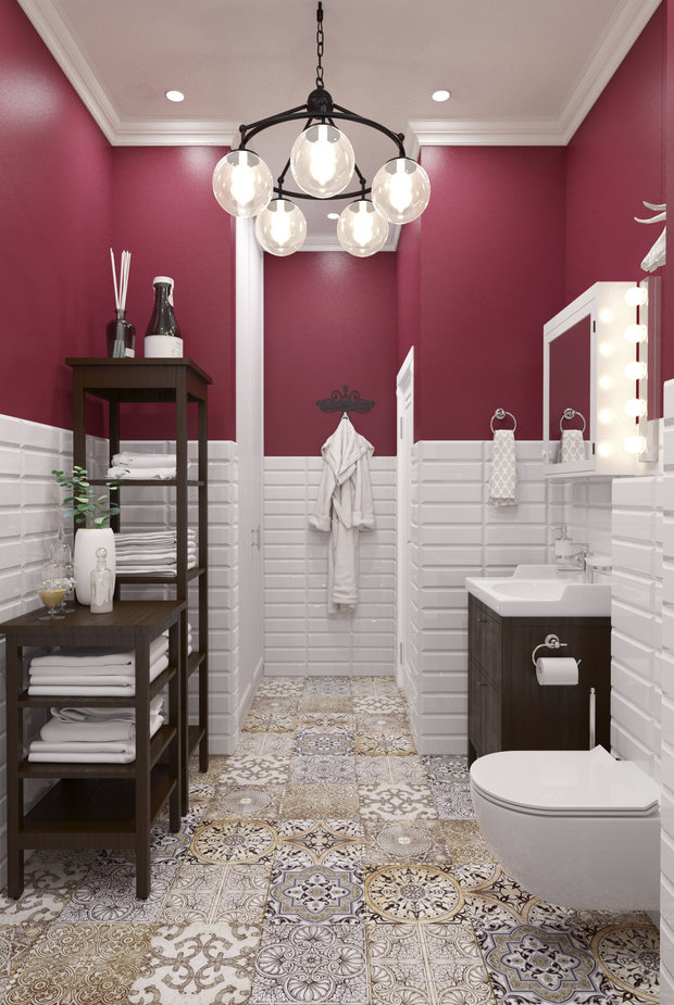 Фотография: Ванная в стиле Скандинавский, Квартира, Студия, Проект недели, Сургут, новостройка, кухня в нише, Диляра Сайфутдинова, Монолитный дом, 40-60 метров – фото на INMYROOM