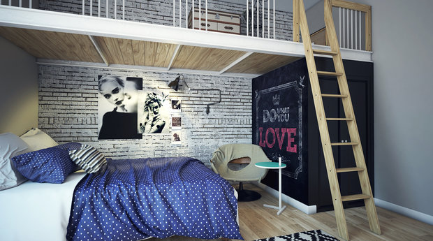 Фотография: Спальня в стиле Лофт, Квартира, Дома и квартиры, Проект недели – фото на INMYROOM