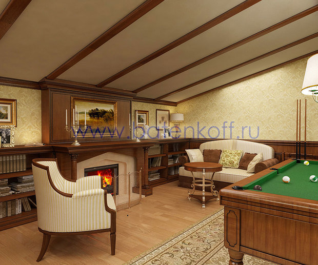 Фото из портфолио Дизайн проект бильярдной в классическом стиле в Сысерть  – фотографии дизайна интерьеров на InMyRoom.ru