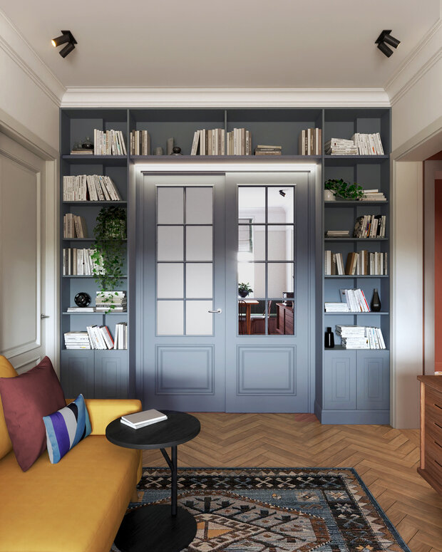 Фотография: Гостиная в стиле Современный, Эклектика, Квартира, Проект дня, Москва, Сталинка, 4 и больше, 60-90 метров, Марина Ярмаркина – фото на INMYROOM