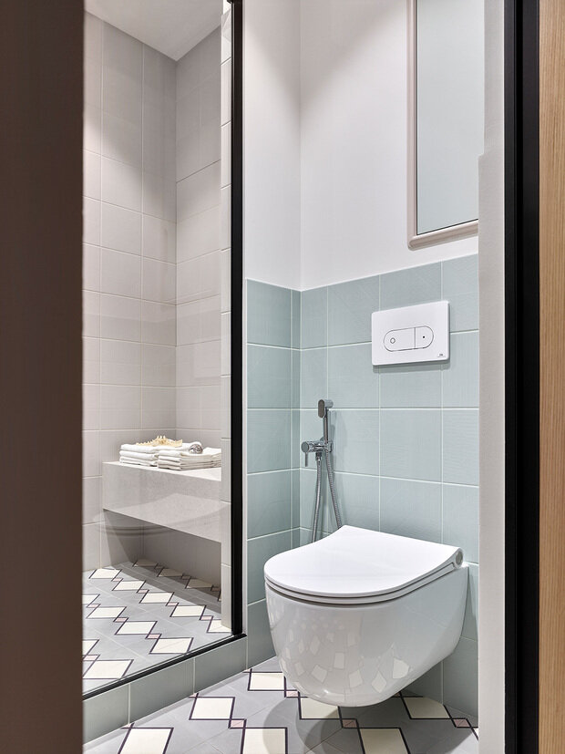 Фотография: Ванная в стиле Современный, Малогабаритная квартира, Квартира, Проект дня, Москва, Одинцово, Кирпичный дом, 2 комнаты, 40-60 метров, Марина Жеренко – фото на INMYROOM