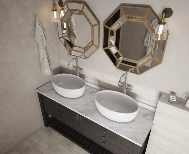 Фотография: Ванная в стиле Прованс и Кантри, Дом, Проект недели, Дом и дача, мансарда в загородном доме, Пермь, Юлия Чурина, необычный камин, декоративные балки – фото на INMYROOM