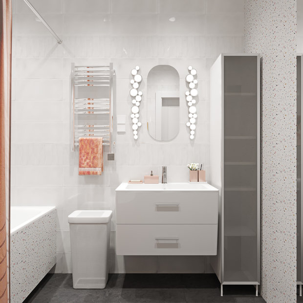 Фотография: Ванная в стиле Скандинавский, Квартира, Проект недели, Москва, 2 комнаты, 60-90 метров, Эльжбета Чегарова – фото на INMYROOM