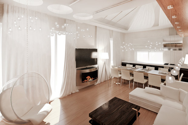 Фотография: Гостиная в стиле Современный, Квартира, Дома и квартиры, Проект недели, Мансарда – фото на INMYROOM