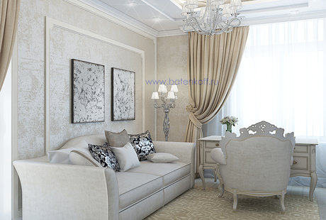 Дизайн проект кабинета гостевой в квартире в ЖК Тихвин от Батенькофф