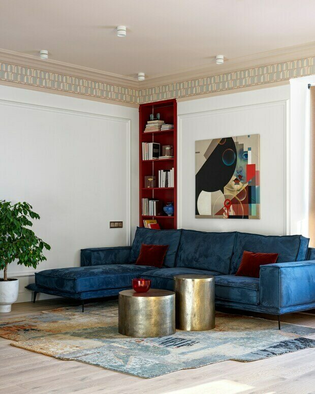 Фотография: Гостиная в стиле Современный, Эклектика, Квартира, Проект недели, Москва, 3 комнаты, Более 90 метров, Miklashevskaia Interior, Анна Миклашевская – фото на INMYROOM