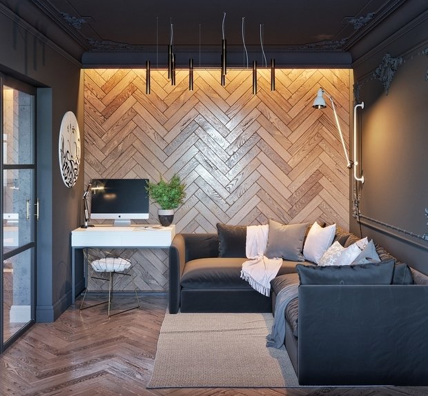 Фотография: Гостиная в стиле Эклектика, Квартира, Проект недели, Серый, Екатеринбург, 1 комната, до 40 метров, IN MY BOX – фото на INMYROOM