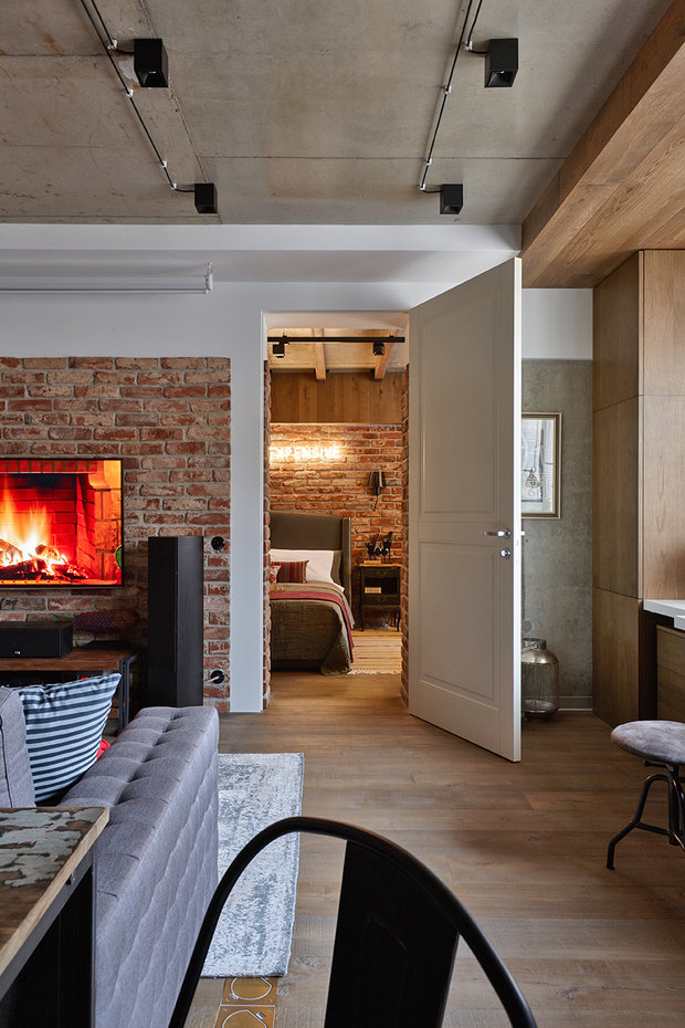 Фотография: Гостиная в стиле Лофт, Квартира, Проект недели, Москва, Ольга Райская, Монолитный дом, 2 комнаты, 60-90 метров – фото на INMYROOM