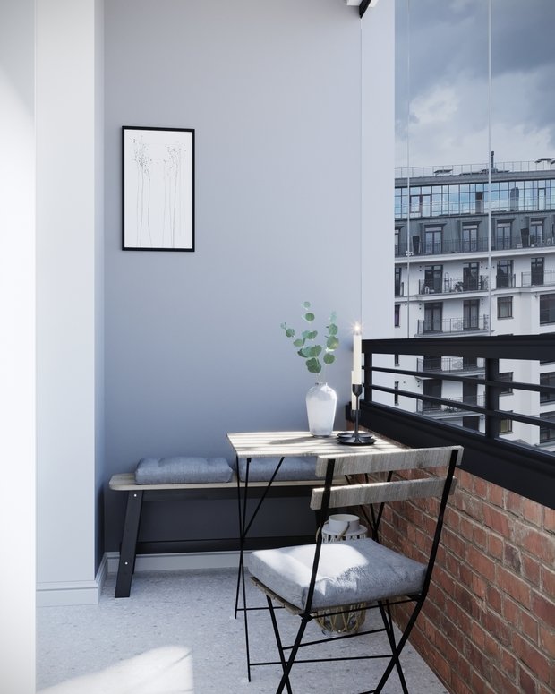 Фотография: Балкон в стиле Скандинавский, Квартира, Проект недели, Санкт-Петербург, 1 комната, 40-60 метров, Монолитно-кирпичный, Студия 20:18 – фото на INMYROOM