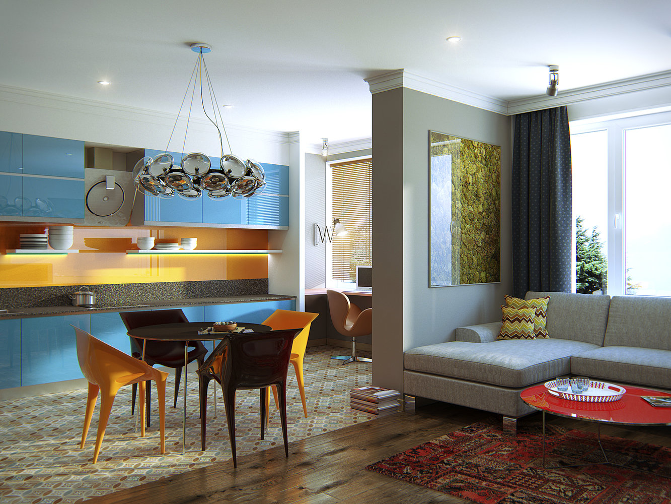 Фото из портфолио Яркие краски для городской квартиры. Город Пермь. – фотографии дизайна интерьеров на INMYROOM Фото из портфолио Яркие краски для городской квартиры. Город Пермь. – фотографии дизайна интерьеров на INMYROOM