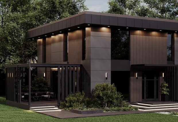 Визуализация террасы в современном стиле с элементами минимализма