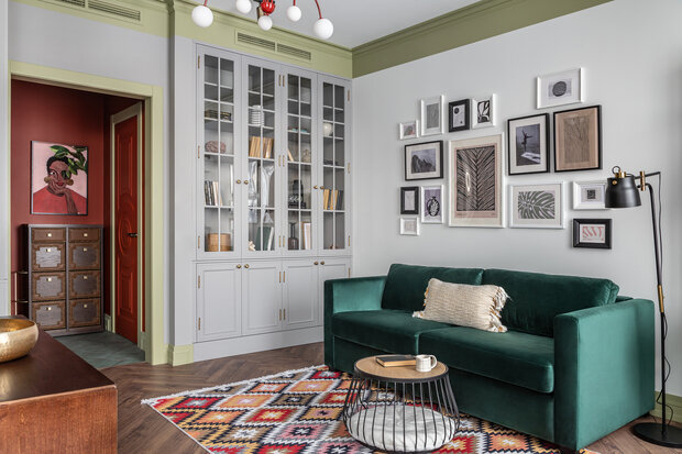 Фотография: Гостиная в стиле Современный, Эклектика, Квартира, Проект дня, Москва, Фили, 2 комнаты, 40-60 метров, Валерия Анисимова, современный с элементами эклектики, Анастасия Ярышева – фото на INMYROOM