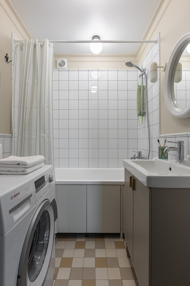 Фотография: Ванная в стиле Скандинавский, Современный, Квартира, Проект недели, Кирпичный дом, 3 комнаты, 60-90 метров, Уфа, Винтажный, Надежда Токарева – фото на INMYROOM