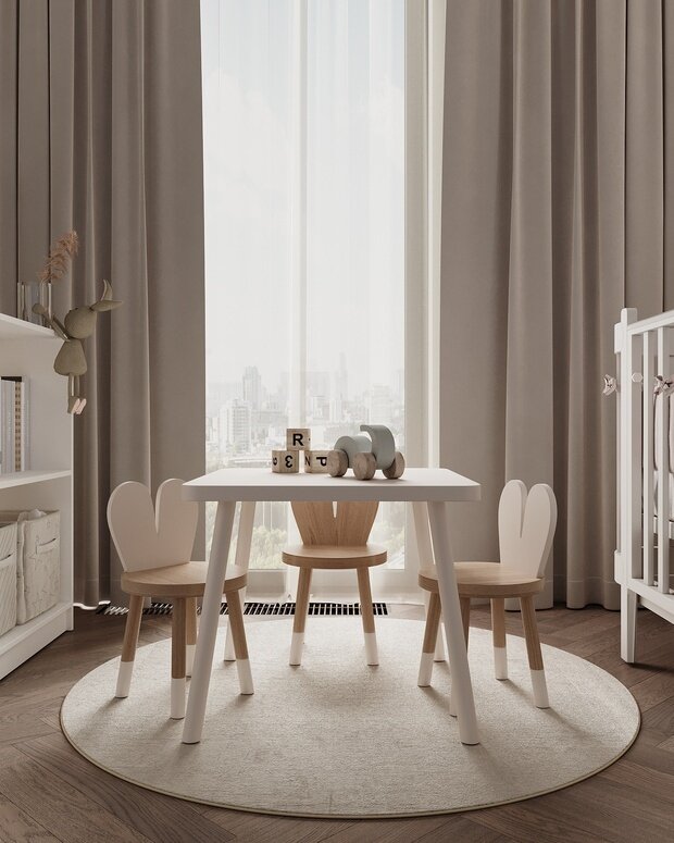 Визуализация интерьера детской в стиле скандинавский с элементами джапанди