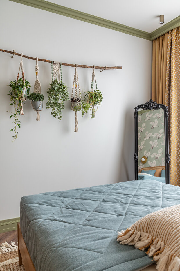 Фотография: Спальня в стиле Современный, Эклектика, Бохо, эклектика с элементами средиземноморского и современного стилей, современный с элементами средиземноморского, Квартира, Проект дня, Москва, Фили, 2 комнаты, 40-60 метров, Валерия Анисимова, современный с элементами эклектики, Анастасия Ярышева – фото на INMYROOM