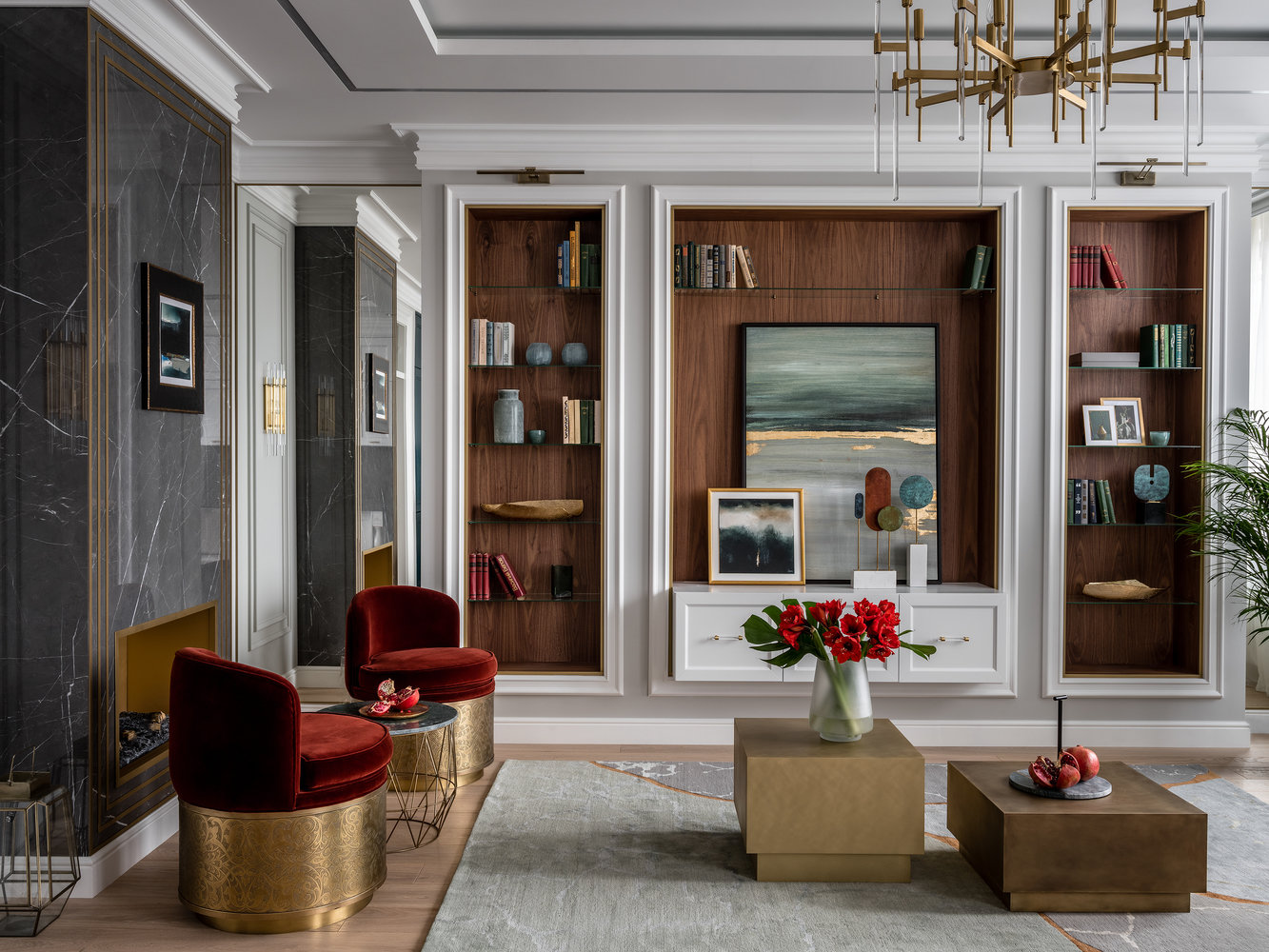 Фотография: Гостиная в стиле Классический, Современный, Квартира, Проект дня, Одинцово, Мария Рублева, 3 комнаты, Более 90 метров, Эксклюзивные проекты – фото на INMYROOM