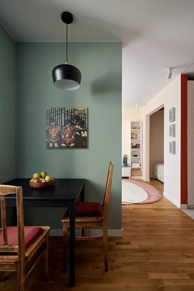 Фотография: Кухня и столовая в стиле Скандинавский, Современный, Винтажный, Малогабаритная квартира, Проект недели, Москва, 1 комната, до 40 метров, N.Interior, Анастасия Григорян – фото на INMYROOM