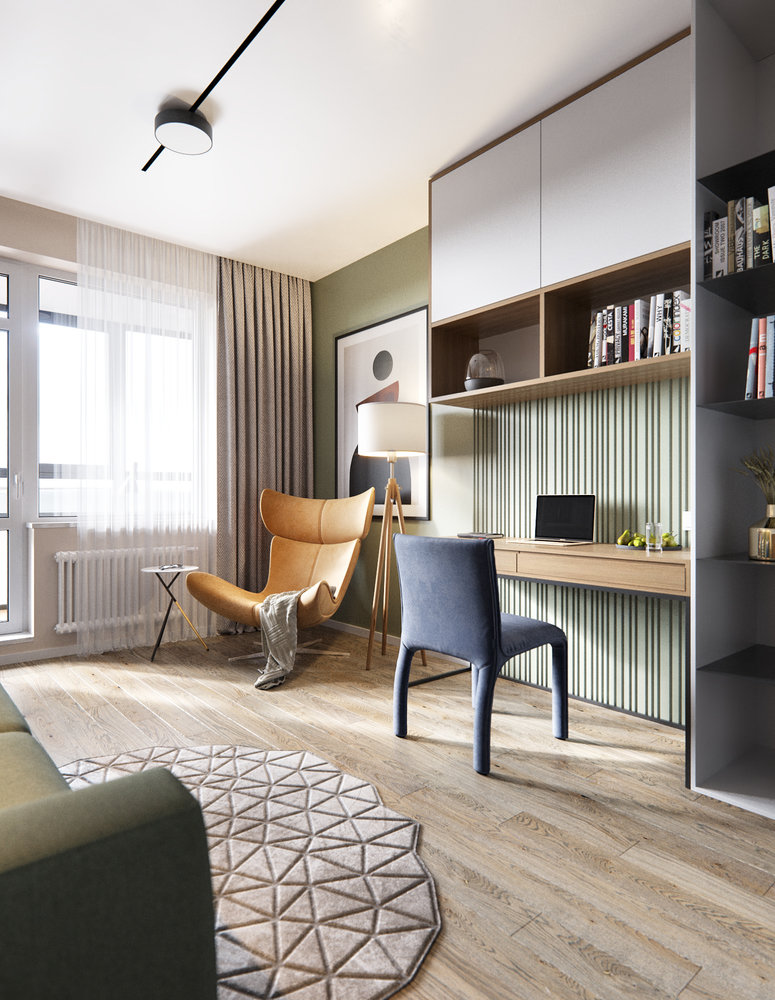 Фотография: Кабинет в стиле Современный, Скандинавский, Квартира, Проект недели, Санкт-Петербург, 3 комнаты, 60-90 метров, Олег Минц – фото на INMYROOM