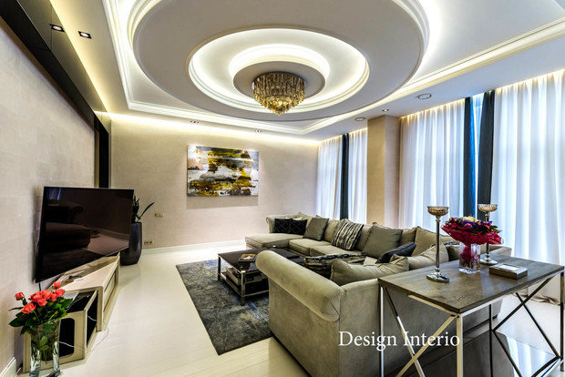 Фото из портфолио Интерьер гостиной в квартире 280 кв.м,в стиле неоклассики. – фотографии дизайна интерьеров на INMYROOM