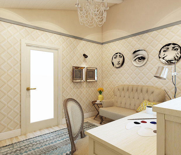 Фотография: Кабинет в стиле Прованс и Кантри, Классический, Современный, Дом, Проект недели, интерьер кабинета, кухня-гостиная дизайн, Челябинск, Валерия Стенникова, Insomnia, американский стиль – фото на INMYROOM