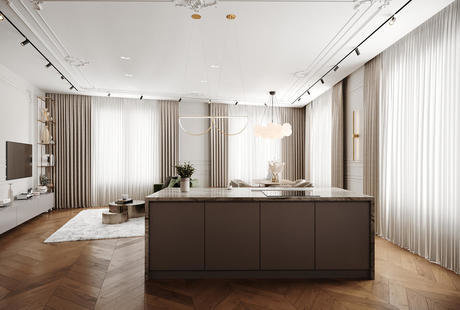 Cветлый интерьер в стиле современная классика в ЖК Neva Haus - 177 кв. метров