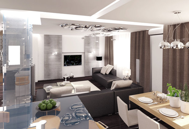 Фото из портфолио Дизайн двухуровневого пентхауза с видом на лес – фотографии дизайна интерьеров на INMYROOM