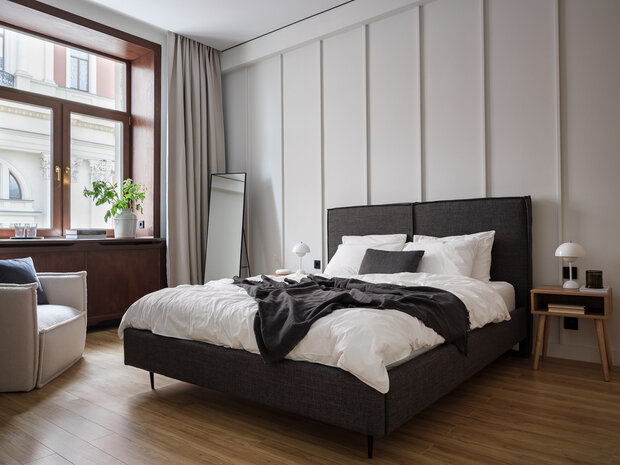 Фотография: Спальня в стиле Скандинавский, Современный, Минимализм, Квартира, Проект дня, Москва, Сталинка, Кирпичный дом, 2 комнаты, 40-60 метров, Sams.Interior, Анна Мальцева, Винтажный – фото на INMYROOM