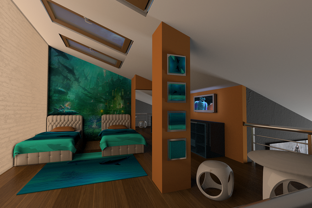 Фото из портфолио Детская комната в мансарде. – фотографии дизайна интерьеров на INMYROOM