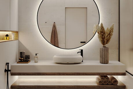 bathroom with designer renovation