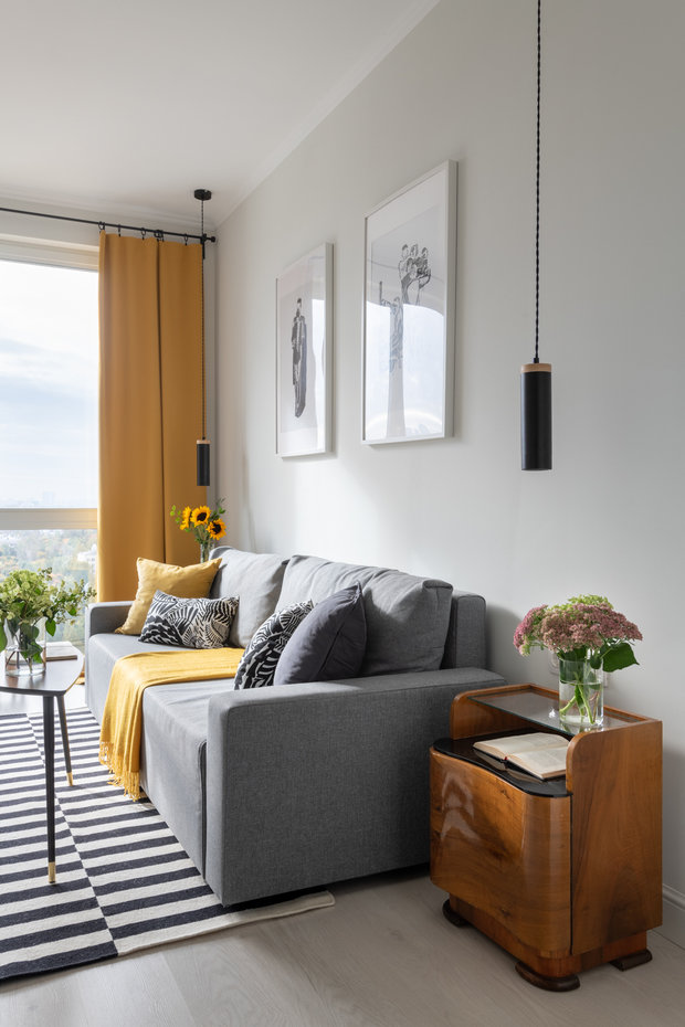 Фотография: Гостиная в стиле Скандинавский, Современный, Малогабаритная квартира, Квартира, Студия, Проект недели, Москва, до 40 метров, Ирина Бебешина – фото на INMYROOM