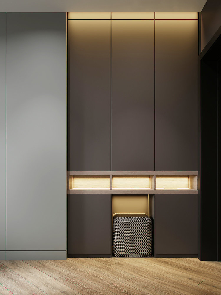 Фотография: Прихожая в стиле Современный, Кухня и столовая, Гостиная, Спальня, Квартира, Miele, Проект дня, Перепланировка, Москва, Серый, Эко, 1 комната, 40-60 метров, Руслан Просвирин, PROSVIRIN DESIGN STUDIO, реечная перегородка в спальне, перегородка-стеллаж, Анна Просвирина – фото на INMYROOM Фотография: Прихожая в стиле Современный, Кухня и столовая, Гостиная, Спальня, Квартира, Miele, Проект дня, Перепланировка, Москва, Серый, Эко, 1 комната, 40-60 метров, Руслан Просвирин, PROSVIRIN DESIGN STUDIO, реечная перегородка в спальне, перегородка-стеллаж, Анна Просвирина – фото на INMYROOM