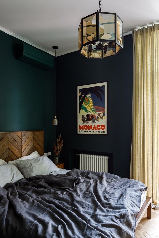 Фотография: Спальня в стиле Скандинавский, Современный, Эклектика, Винтажный, Квартира, Проект недели, Москва, Сталинка, Кирпичный дом, 3 комнаты, 60-90 метров, I-410, Ольга Рюкина – фото на INMYROOM