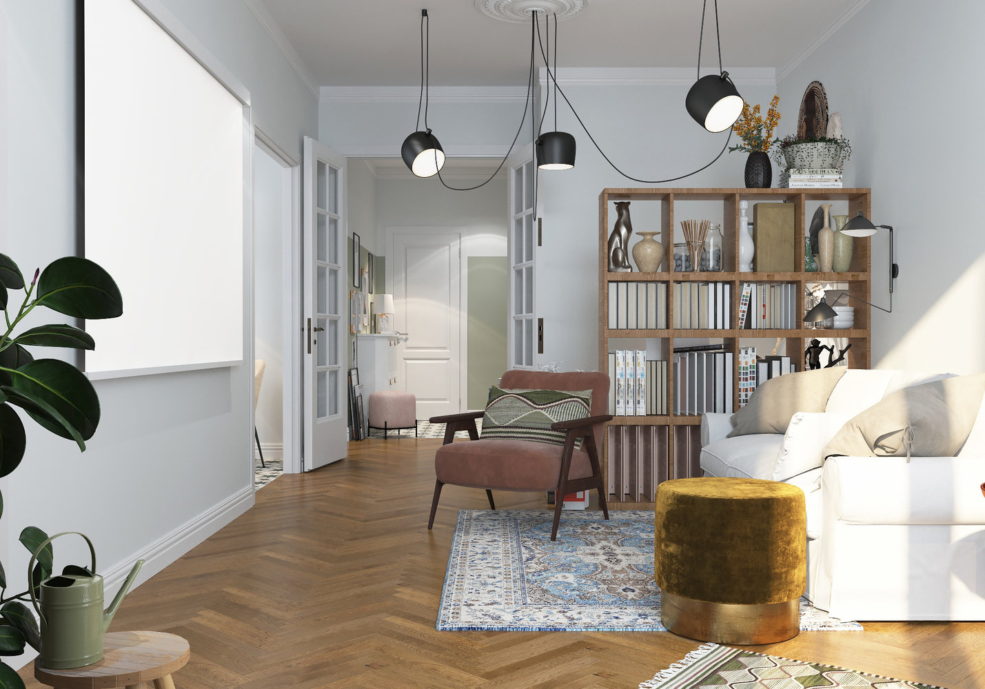 Фотография: Гостиная в стиле Скандинавский, Современный, Квартира, Проект недели, Москва, 2 комнаты, 60-90 метров, Марина Меренкова – фото на INMYROOM