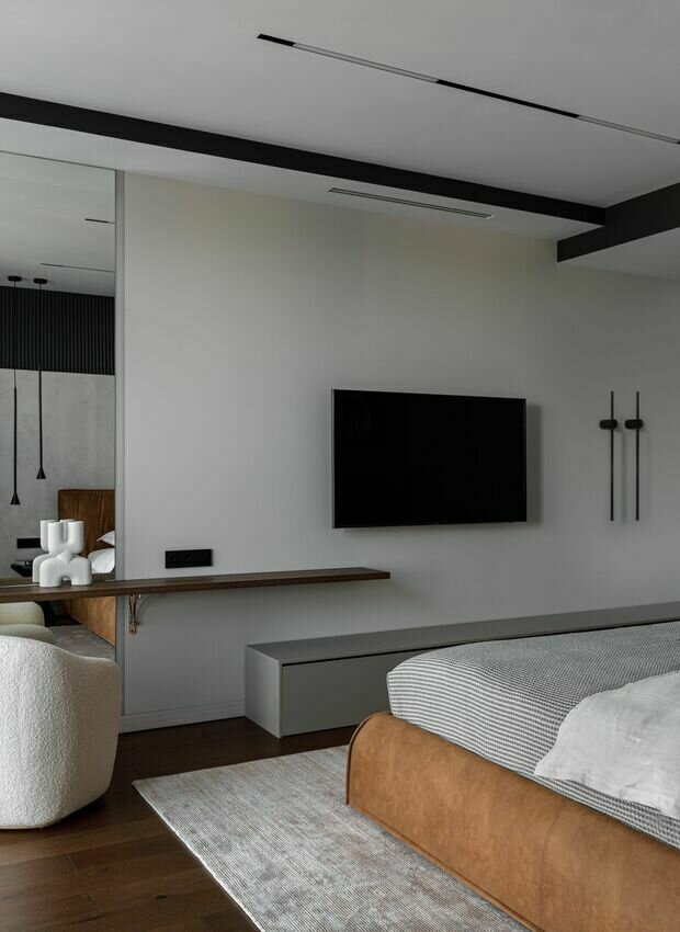 Фотография: Спальня в стиле Современный, Минимализм, Дом, Проект дня, Подмосковье, Дом и дача, Монолитный дом, 4 и больше, Более 90 метров, Анна Шаповалова – фото на INMYROOM