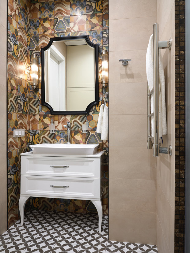 Фотография: Ванная в стиле Классический, Современный, Квартира, Проект недели, Москва, 4 и больше, Более 90 метров, Н-Куб, Николай Николаев – фото на INMYROOM