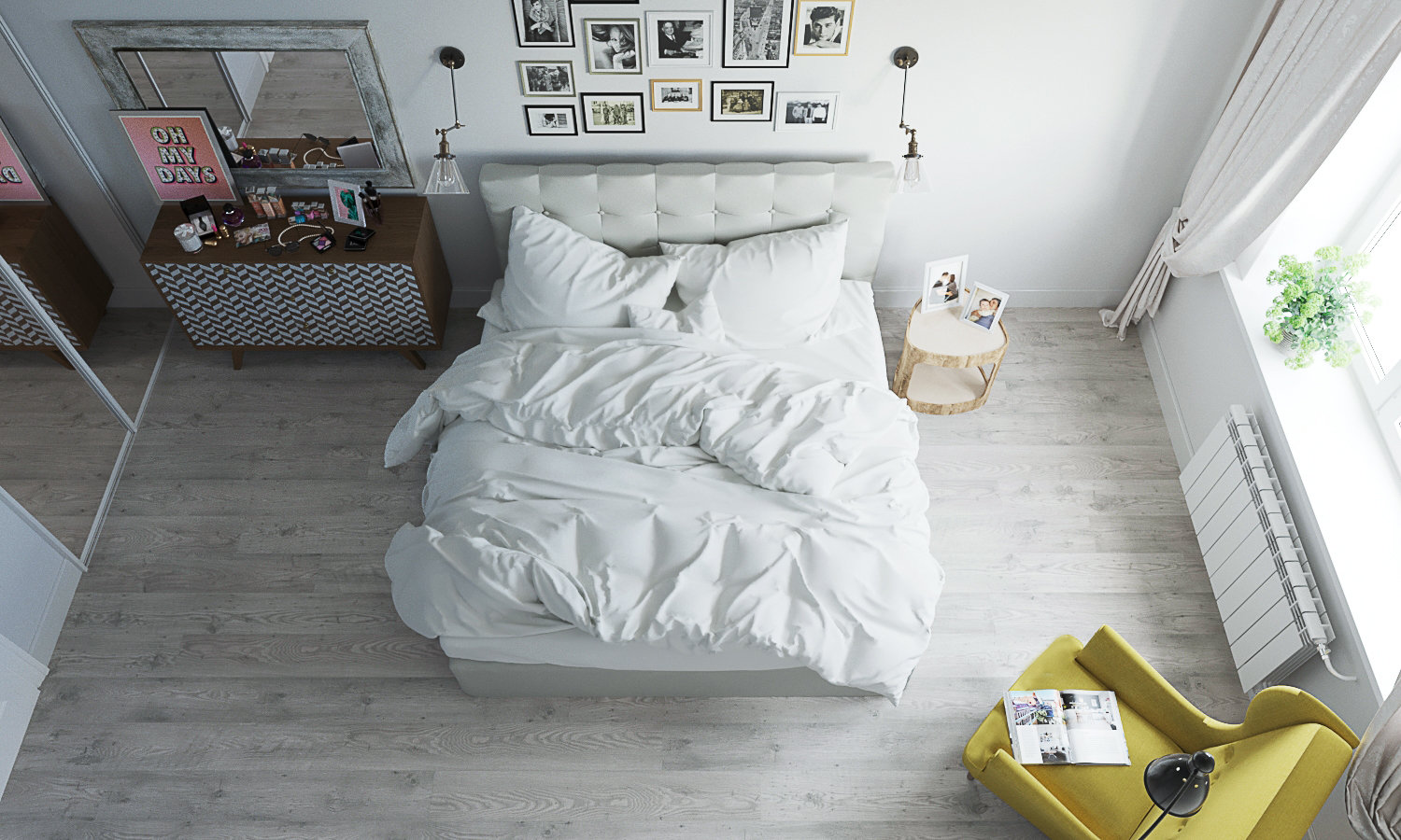 Фотография: Спальня в стиле Скандинавский, Квартира, Проект недели, Екатеринбург, Монолитный дом, Юлия Калеми, 3 комнаты, 60-90 метров – фото на INMYROOM