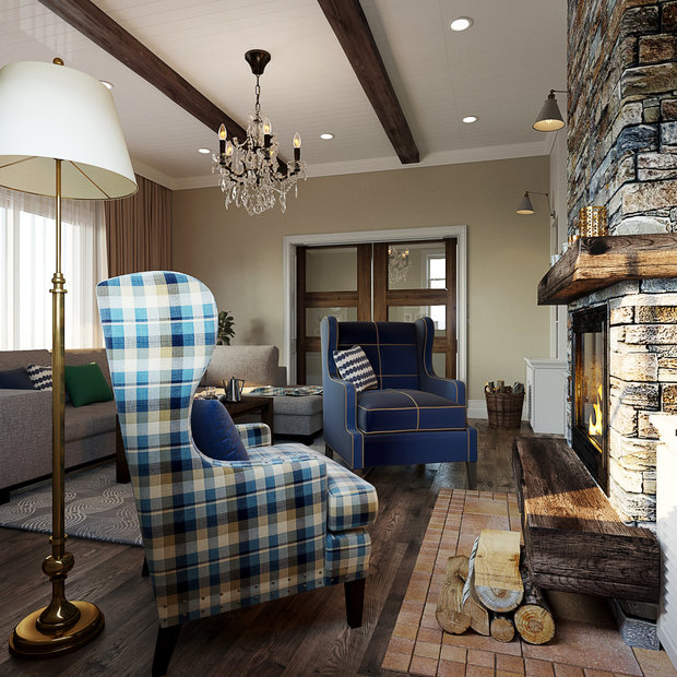 Фотография: Гостиная в стиле Прованс и Кантри, Дом, Проект недели, Дом и дача, Екатеринбург, Юлия Калеми, 4 и больше, Более 90 метров – фото на INMYROOM