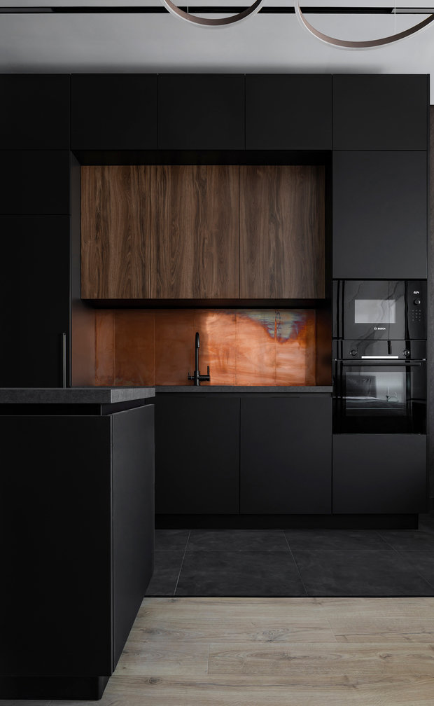 Фотография: Кухня и столовая в стиле Современный, Минимализм, Квартира, Проект недели, Москва, 2 комнаты, 40-60 метров, Ксения Харькова – фото на INMYROOM