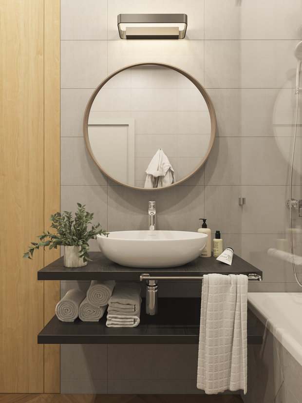 Фотография: Ванная в стиле Эко, Современный, Квартира, Проект недели, Красногорск, Монолитный дом, 3 комнаты, Более 90 метров, Алена Кузнецова – фото на INMYROOM