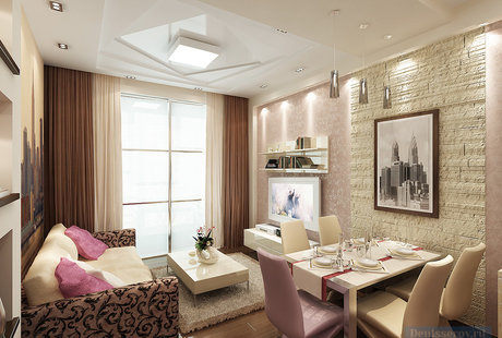 Дизайн=проект однокомнатной квартиры 50 кв.м. 