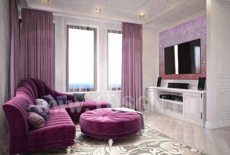 Дизайн интерьера гостиной-кухни в квартире в ЖК "Vander Park" г.Москва