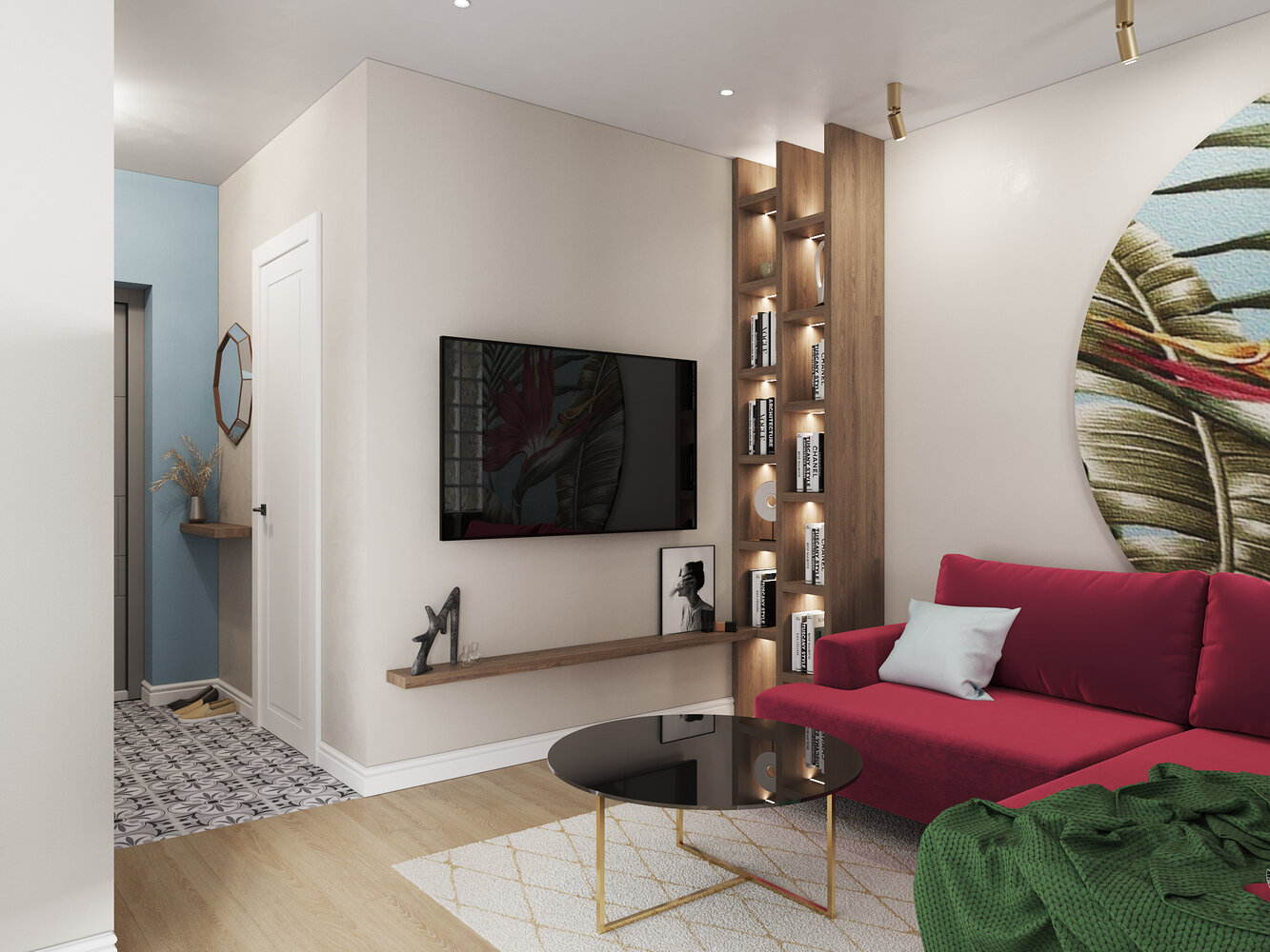 Фотография: Гостиная в стиле Современный, Квартира, Проект недели, Воронеж, 2 комнаты, 40-60 метров, Room To Me, Анастасия Смагина – фото на INMYROOM