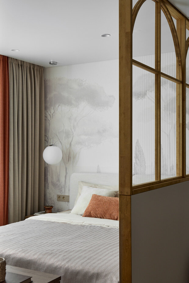 Фотография: Спальня в стиле Современный, Джапанди, Малогабаритная квартира, Квартира, Проект дня, Беларусь, Панельный дом, 1 комната, 40-60 метров, Жодино, Мария Назарова – фото на INMYROOM