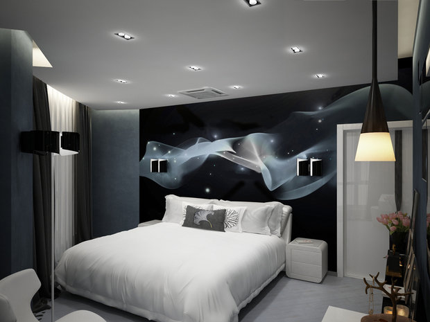 Визуализация интерьера спальни в стиле современный с элементами хай-тек