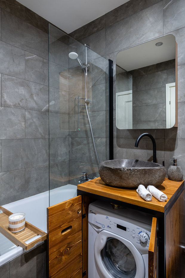 Фотография: Ванная в стиле Скандинавский, Минимализм, Современный, Квартира, Проект дня, Москва, 2 комнаты, 40-60 метров, Huge Studio – фото на INMYROOM