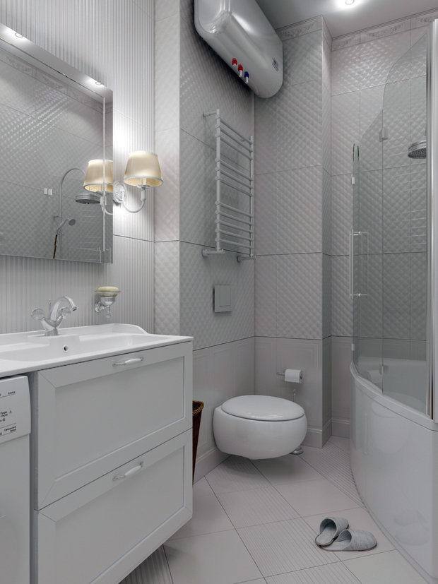 Фотография: Ванная в стиле Классический, Квартира, Проект недели, Москва, кухня-гостиная, новостройка, Елизавета Корешкова, Beau Interiors, гостиная в прихожей, Монолитный дом, 2 комнаты, 40-60 метров – фото на INMYROOM